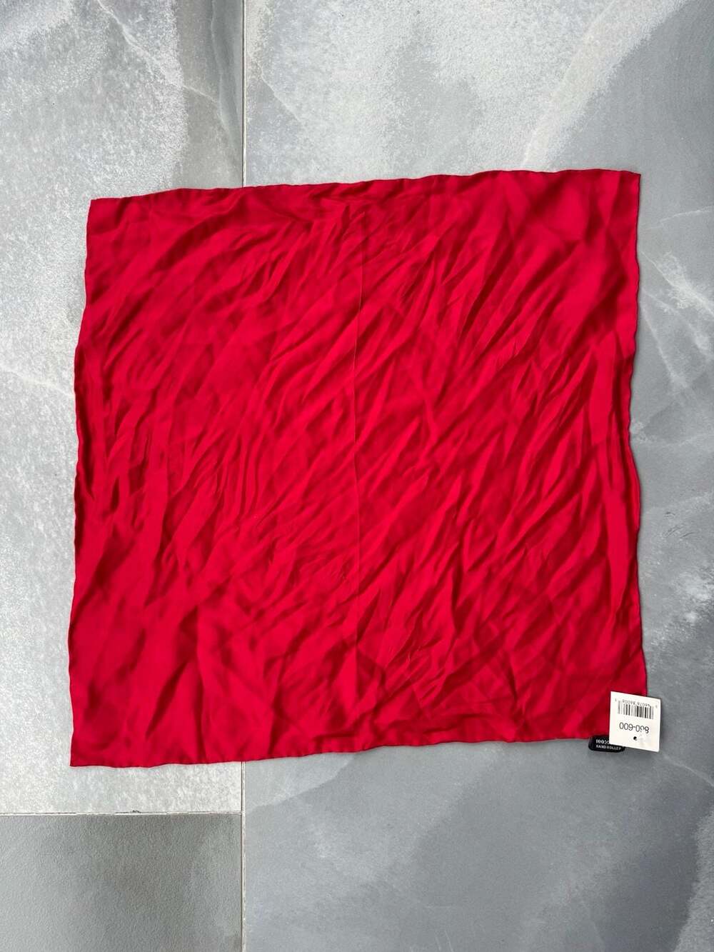 Vintage 100% Silk Hand Rolled Red Square Scarf 18x18
